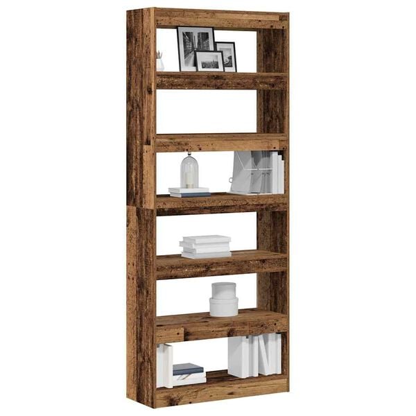 vidaXL B&uuml;cherregal mit Regal Altholz 80 x 30 x 198 cm Holzwerkstoff