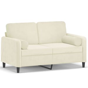 vidaXL 2-Sitzer-Sofa mit Zierkissen Creme 120 cm Samt