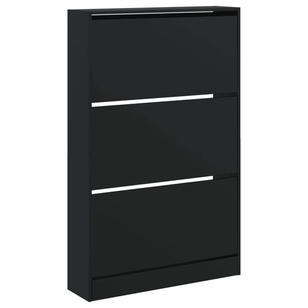 vidaXL Schuhschrank Schwarz 80x21x125,5 cm Holzwerkstoff