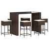 vidaXL 7-tlg. Gartenbar-Set mit Kissen Braun Poly Rattan