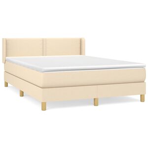 vidaXL Boxspringbett mit Matratze Creme 140x190 cm Stoff