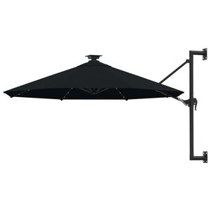 vidaXL Sonnenschirm zur Wandmontage mit LEDs 300 cm Schwarz