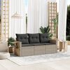 vidaXL 3-tlg. Garten-Sofagarnitur mit Kissen Hellgrau Poly Rattan