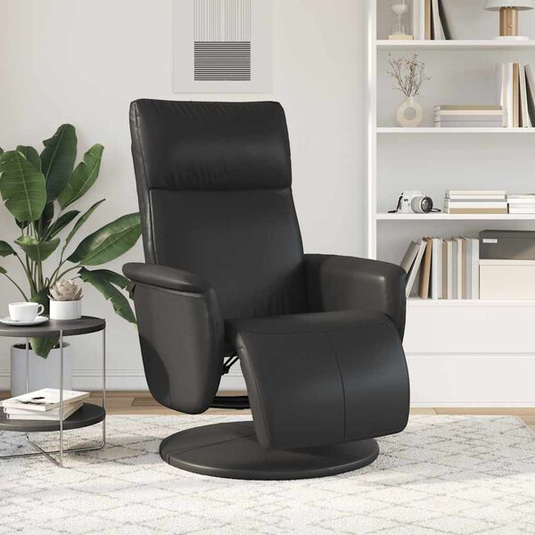 vidaXL Relaxsessel mit Fu&szlig;teil Schwarz Kunstleder