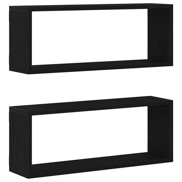 vidaXL Wandregale mit Regal 2 pcs Schwarz Eichen-Optik 60 x 15 x 23 cm