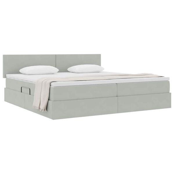 vidaXL Aufbewahrungsbett mit Matratze Hellgrau 200 x 200 cm Samt