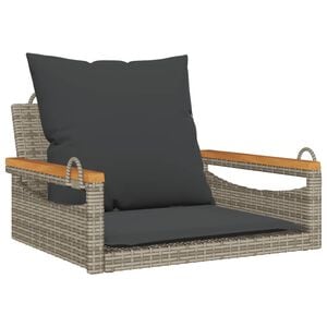 vidaXL H&auml;ngesessel mit Kissen Grau 63x62x40 cm Poly Rattan