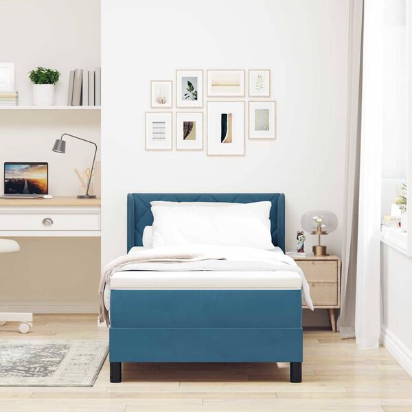vidaXL Boxspringbett mit Matratze Dunkelblau 200 x 100 cm Polyester