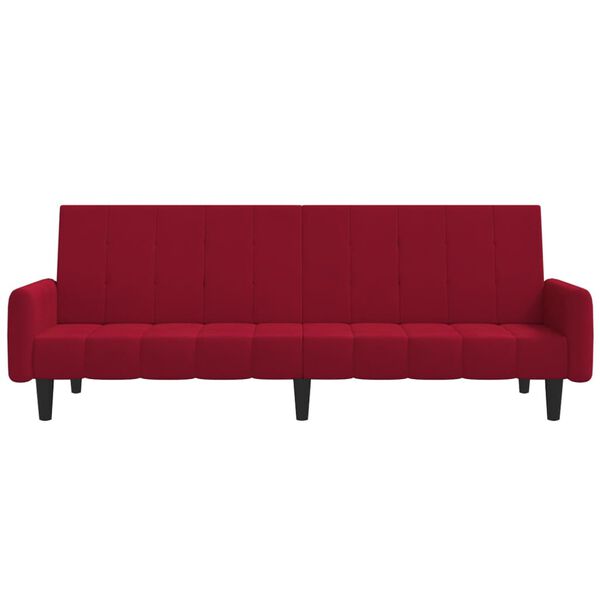 vidaXL Schlafsofa 2-Sitzer Weinrot Samt
