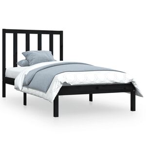 vidaXL Massivholzbett Schwarz Kiefer 100x200 cm
