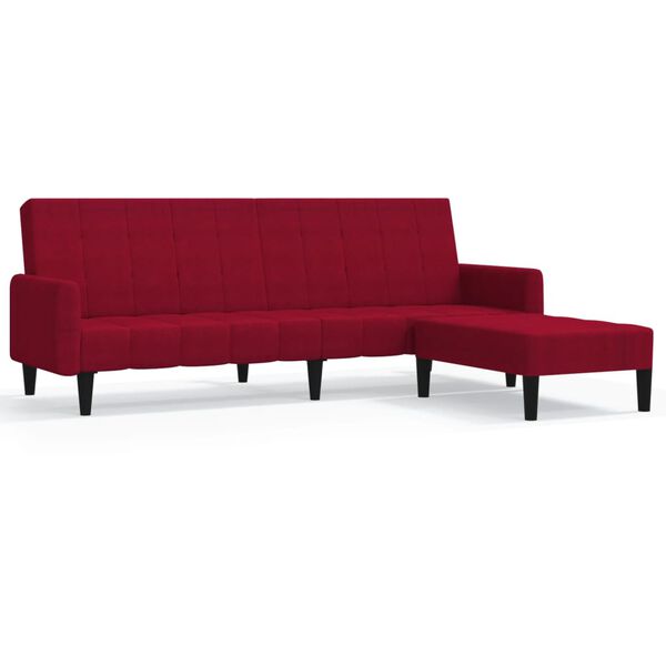 vidaXL Schlafsofa 2-Sitzer mit Hocker Weinrot Samt