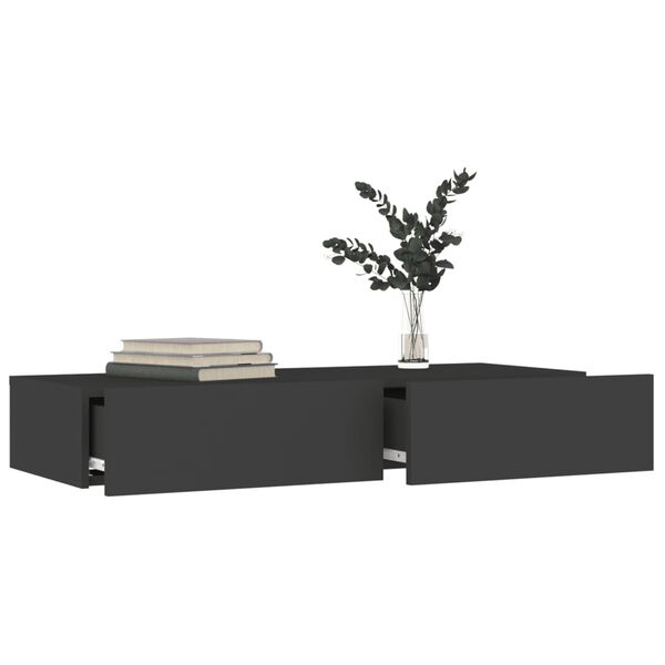 vidaXL TV-Schrank mit LED-Leuchten Grau 90x35x15,5 cm