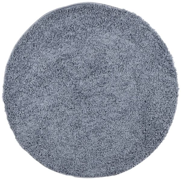 vidaXL Teppich Shaggy Hochflor Modern Blau &Oslash; 200 cm
