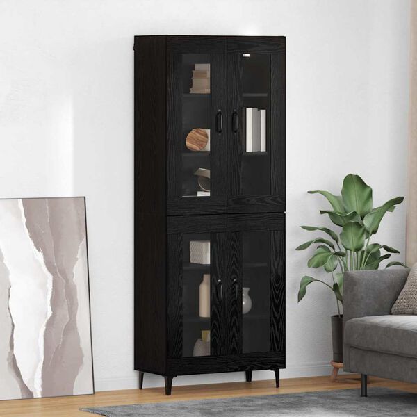 vidaXL Highboard Schwarz Eichen-Optik 69,5 x 34 x 180 cm Holzwerkstoff