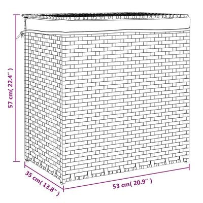 vidaXL Wäschekorb mit 2 Fächern Schwarz 53x35x57 cm Poly Rattan