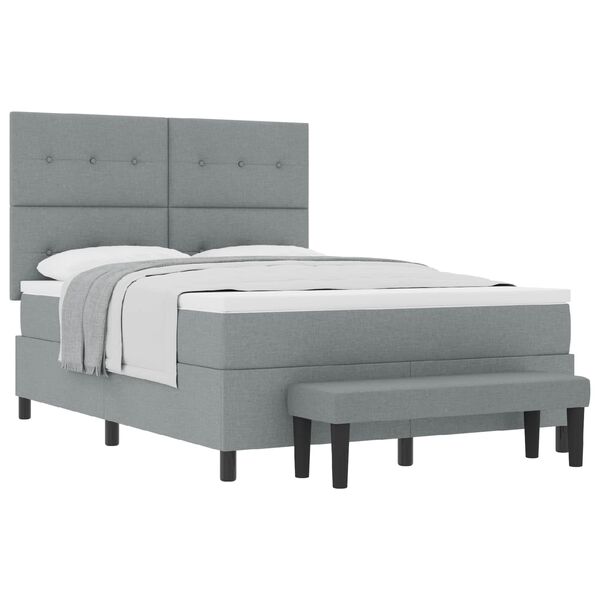 vidaXL Boxspringbett mit Matratze Hellgrau 160 x 200 cm Stoff