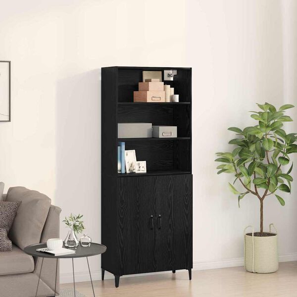 vidaXL Highboard Schwarz Eichen-Optik 69,5 x 32,5 x 180 cm
