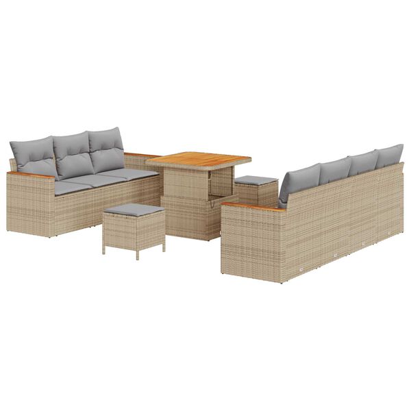 vidaXL Gartensofa-set 10 pcs Beige Poly-Rattan