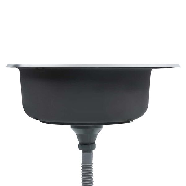 vidaXL Einbauspüle mit Sieb und Siphon Edelstahl