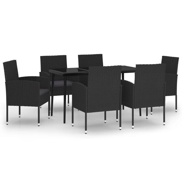 vidaXL 7-tlg. Garten-Essgruppe Schwarz