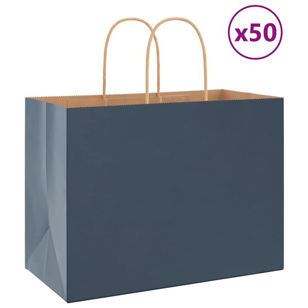 vidaXL Papiertragetaschen 50 Stk. mit Henkeln Blau 32x17x25 cm