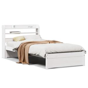 vidaXL Bettgestell mit Kopfteil ohne Matratze Wei&szlig; 75x190 cm