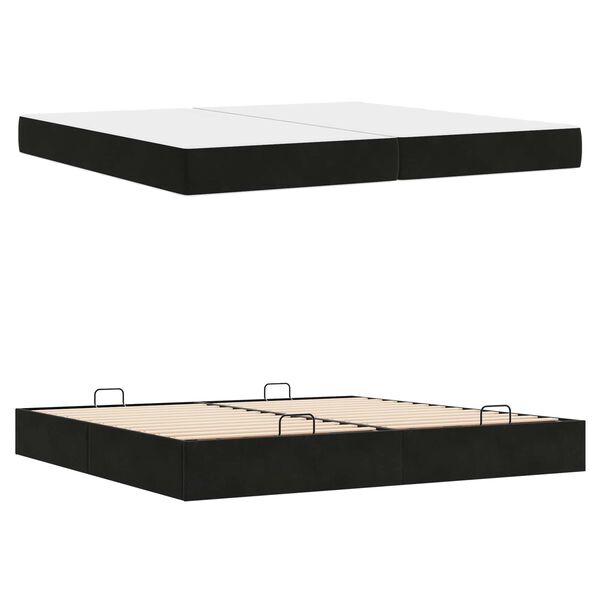 vidaXL Bettgestell mit Matratze mit Matratze 2 pcs Schwarz Samt