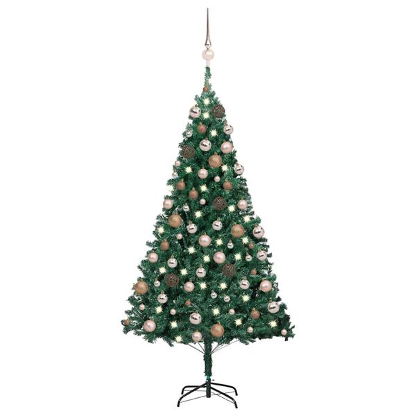 vidaXL K&uuml;nstlicher Weihnachtsbaum mit Beleuchtung & Kugeln Gr&uuml;n 180 cm