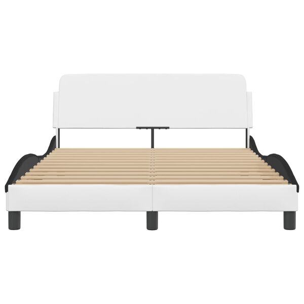 vidaXL Bettgestell "Dover" Wei&szlig; und Schwarz 140x190 cm Kunstleder