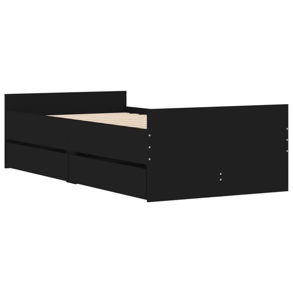vidaXL Bettgestell mit Schubladen Schwarz 90x200 cm