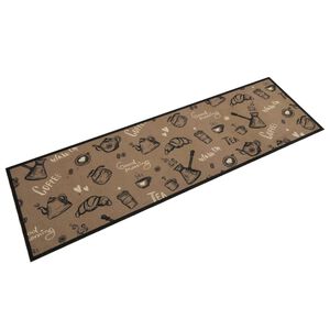vidaXL K&uuml;chenteppich Waschbar &bdquo;Morning&ldquo;-Aufdruck Braun 45x150 cm Samt
