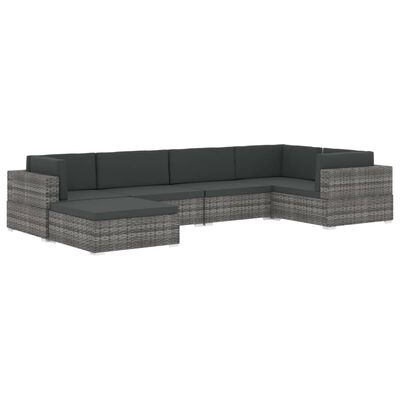 vidaXL Modular-Sofa-Eckteil 1 Stk. + Auflagen Poly Rattan Schwarz