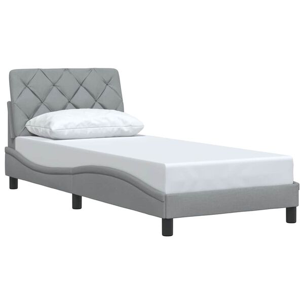 vidaXL Bettgestell ohne Matratze Hellgrau 90x200 cm Stoff