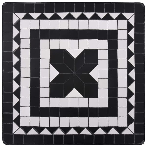 vidaXL 3-tlg. Bistro-Set Mosaik Keramik Schwarz und Wei&szlig;