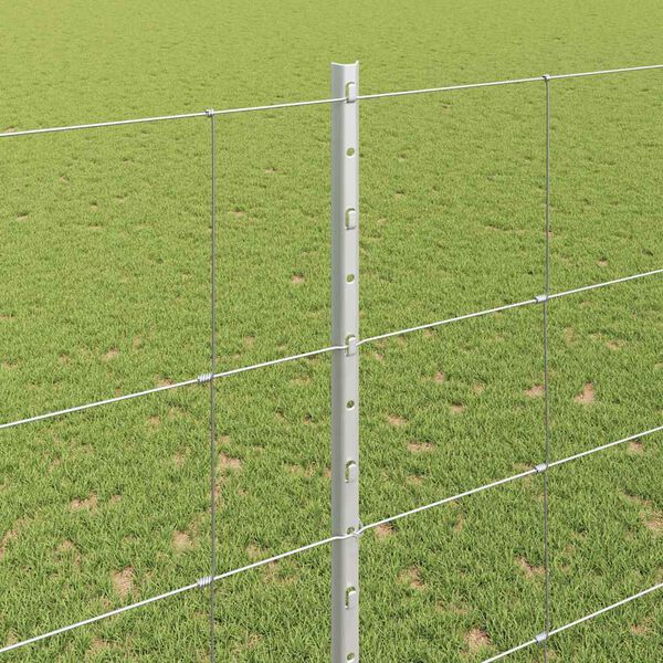 vidaXL Zaun mit Pfosten Silber 1,6 x 50 m Stahl
