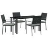vidaXL Garten Essgruppe 5 pcs Schwarz und Hellgrau PE-Rattan