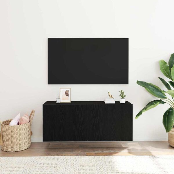 vidaXL TV-Schrankset Schwarz Eichen-Optik 100 x 30 x 41 cm