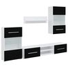 vidaXL 5-tlg. Wohnwand mit LED-Beleuchtung Mattschwarz Holzwerkstoff
