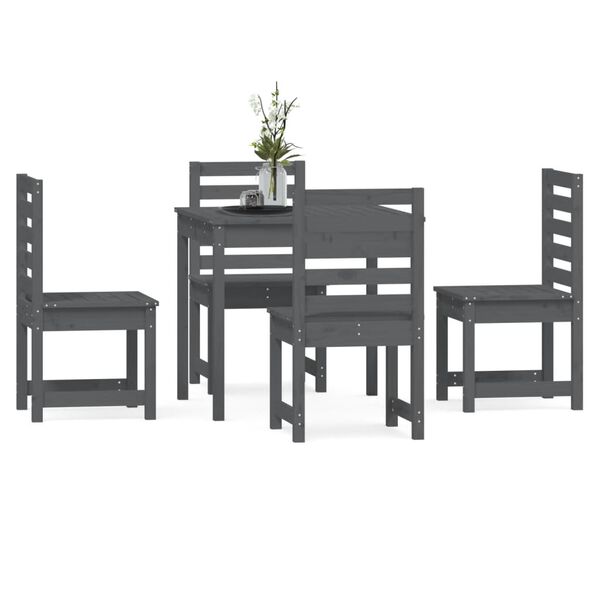 vidaXL 5-tlg. Garten-Essgruppe Grau Massivholz Kiefer