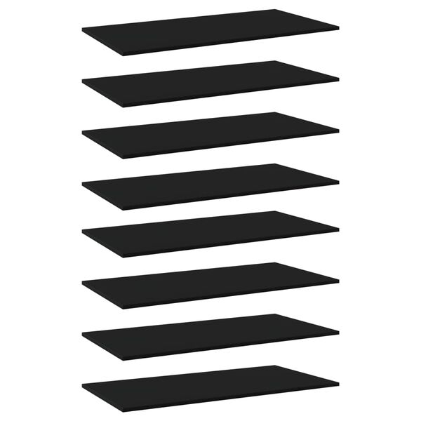 vidaXL Bücherregal-Bretter 8 Stk. Schwarz 80x30x1,5 cm Holzwerkstoff