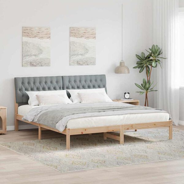 vidaXL Bettgestell mit gepolstertem Kopfteil Braun 180 x 200 cm