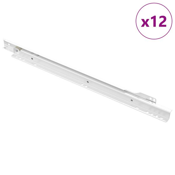 vidaXL Schubladenschiene 12 pcs Wei&szlig; 400 mm Stahl