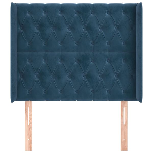 vidaXL Kopfteil mit Ohren Dunkelblau 103x16x118/128 cm Samt