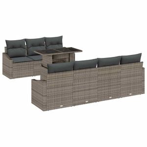 vidaXL Gartensofa-set mit Kissen 8 pcs Grau Poly-Rattan