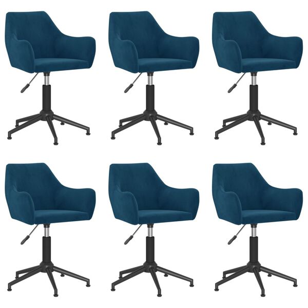 vidaXL Esszimmerst&uuml;hle 6 Stk. Drehbar Blau Samt