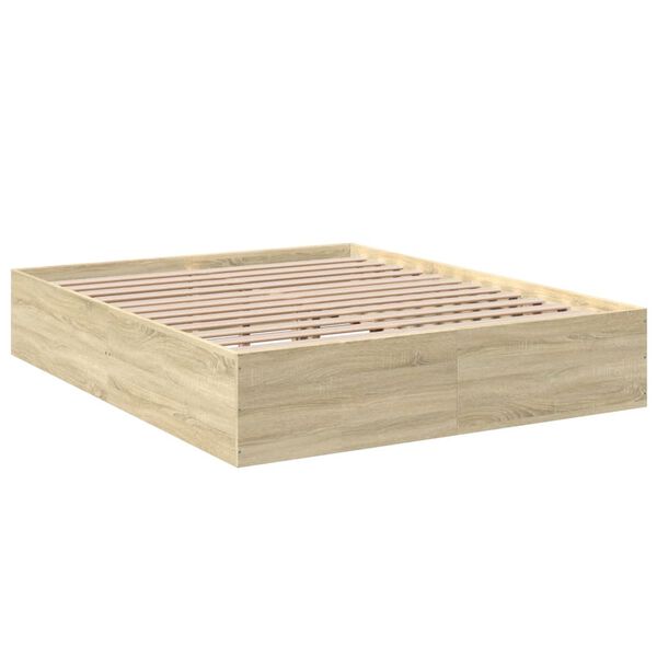 vidaXL Bettgestell Sonoma-Eiche 150x200 cm Holzwerkstoff