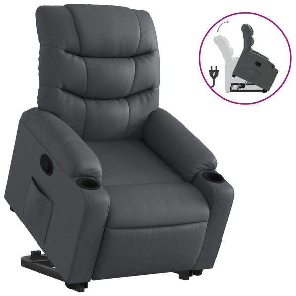 vidaXL Relaxsessel mit Aufstehhilfe Grau Kunstleder