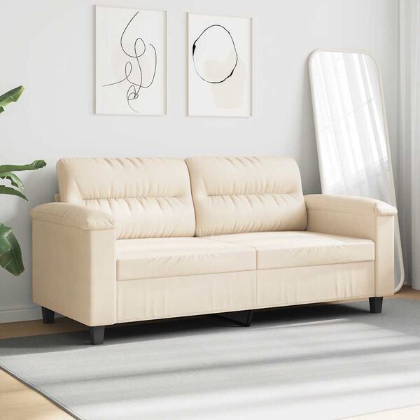 vidaXL 2-Sitzer-Sofa Beige 140 cm Mikrofasergewebe