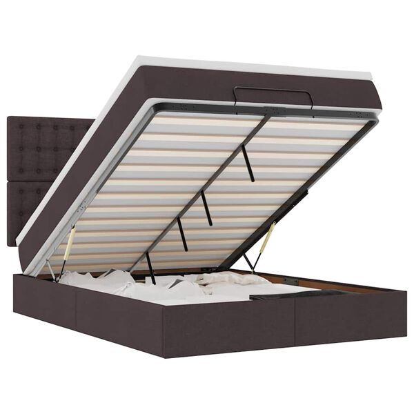 vidaXL Ottoman-Bett mit Matratze & LEDs Dunkelbraun 140x190 cm Stoff