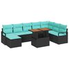 vidaXL Gartensofa-set 9 stk. Schwarz und T&uuml;rkis